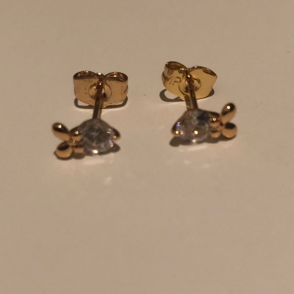 18K Gold Filled Rabbit Stud Earrings - Picture 6 of 8